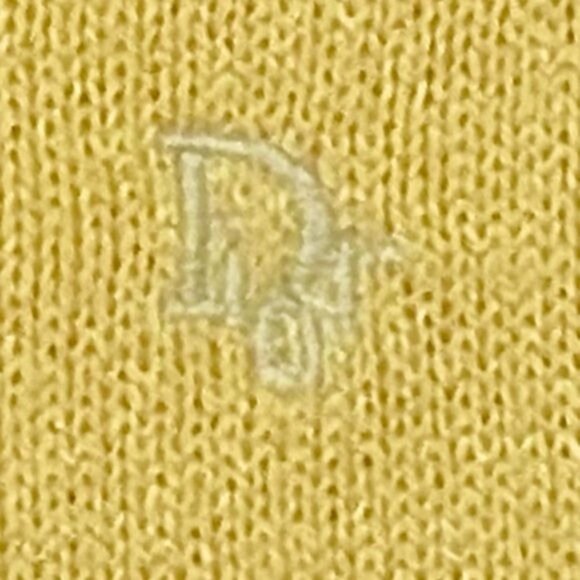 Christian Dior made in USA 100% Orlon acrylic V-neck sweater Butter yeliow M - Picture 7 of 9